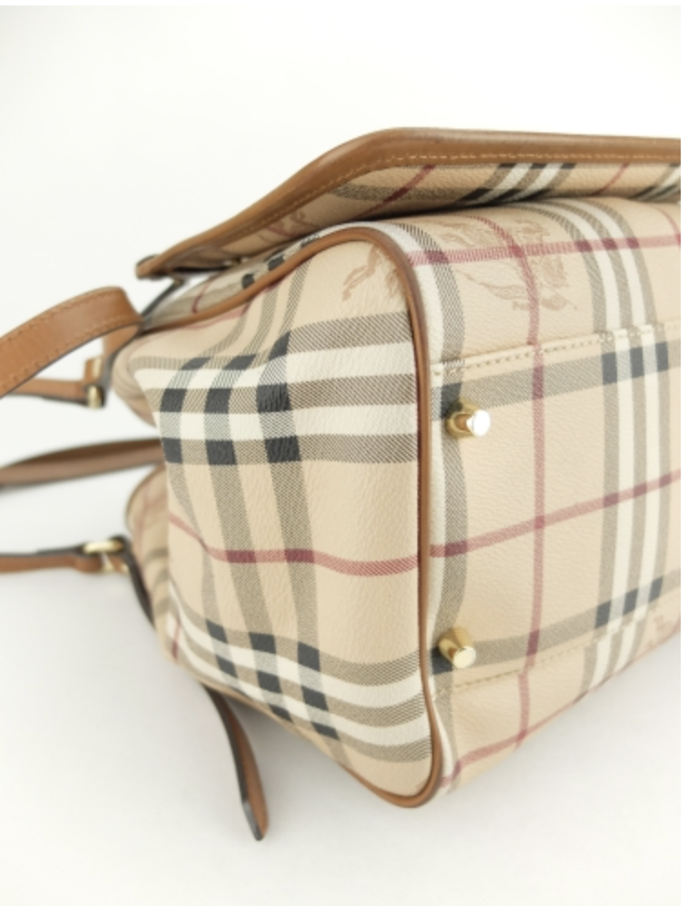 PB6006 Burberry Small Haymarket Tote (Brown)